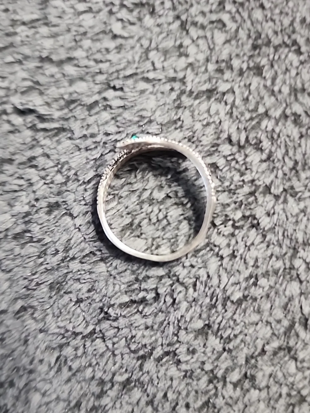 Sterling Silver Marcasite Snake Wrap Ring with Green Stone Eyes
